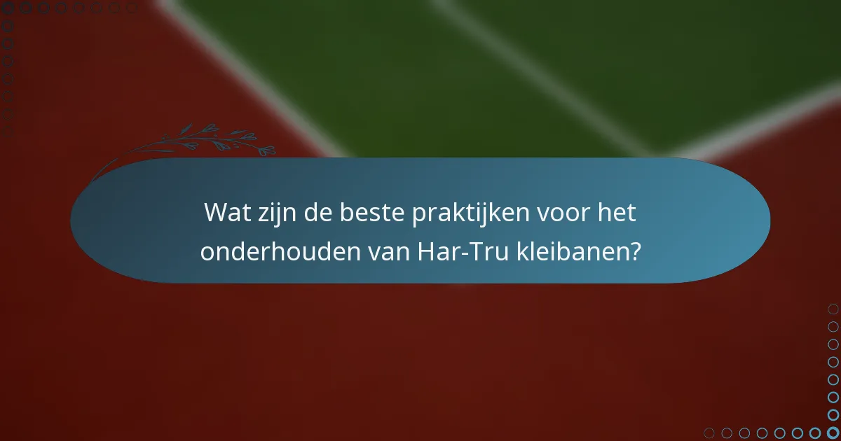 Wat zijn de beste praktijken voor het onderhouden van Har-Tru kleibanen?