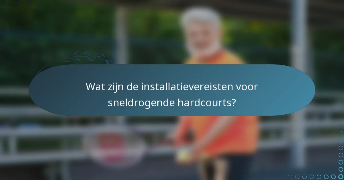Wat zijn de installatievereisten voor sneldrogende hardcourts?